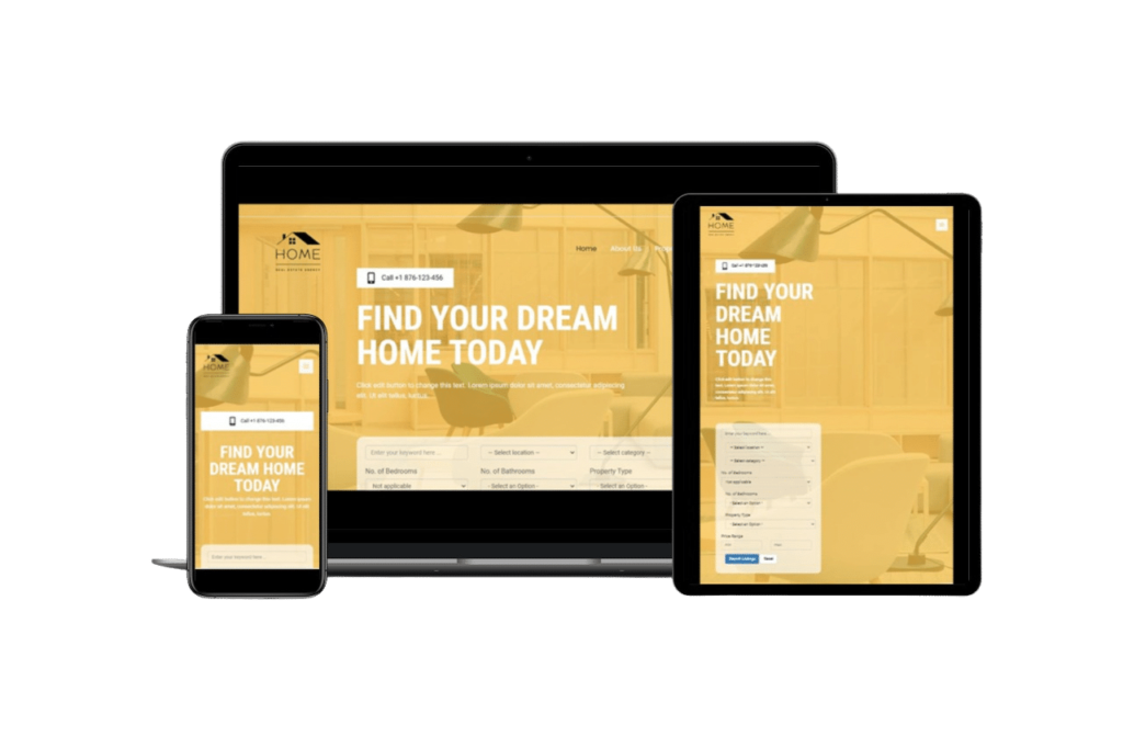 Sample real estate website - Responsive - mobile, laptop, tablet