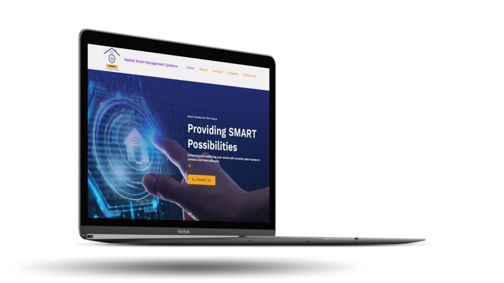 Reshet Smart Management Systems website desktop/laptop view