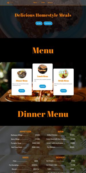 An example of what a well designed restaurant website looks like
