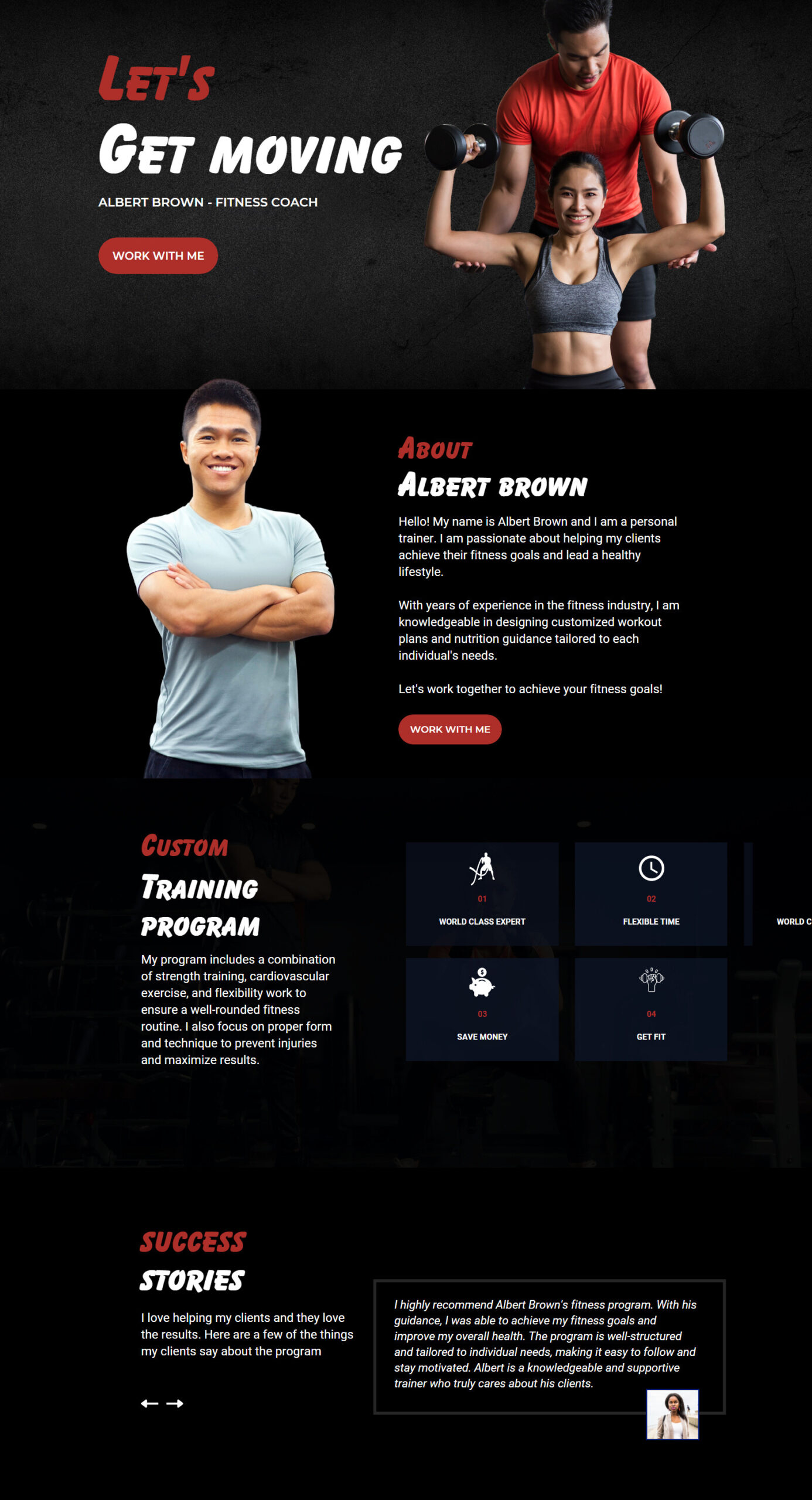 Sample Personal website designed in Jamaica for Fitness Instructor