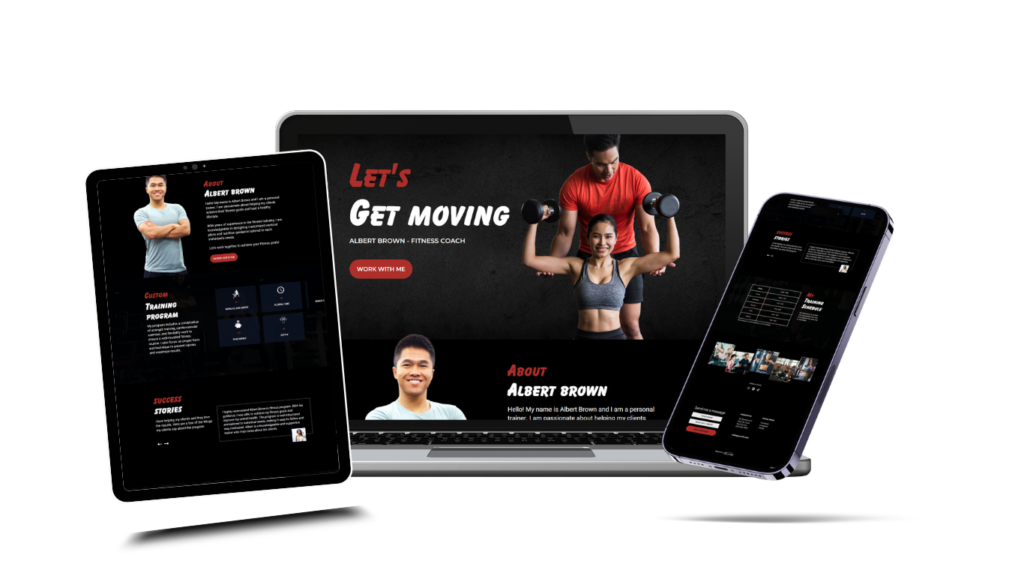 Website design mockup photo personal fitness website